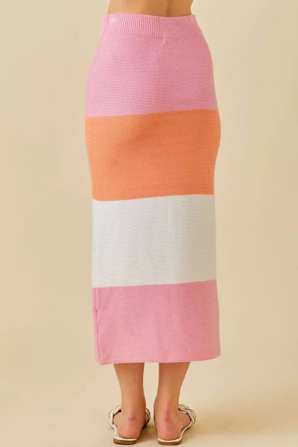 Color Block Knit Skirt